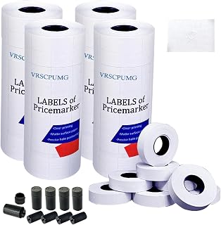 2 Line Price Labels - 40 Rolls of Pricing Labels (16,000 Blank Tags) with 5 Ink Rolls - Compatible with MX-6600, MX-6602, YH-689 (Gun Not Included)