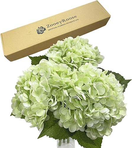 ZooeyRoose 3 piezas de hortensias artificiales reales de 21 pulgadas, grandes cabezas de hortensias de tacto real con tallo natural, tallos largos y ZooeyRoose 3 piezas de hortensias artificiales reales de 21 pulgadas, grandes cabezas de hortensias de tacto real con tallo natural, tallos largos y