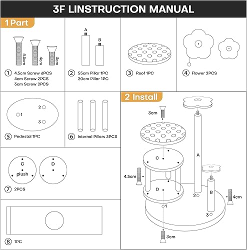 Miniatura 7 de Adorable árbol para gatos con casa de hongos rojos y poste rascador de sisal, actividad de escalada para gatos, gatitos, mascotas, 3 capas de 23.6