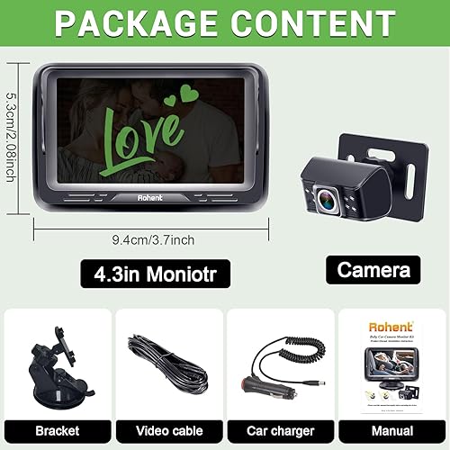 Miniatura 6 de Rohent Cámara de coche de bebé con pantalla: HD 1080P Espejo de coche de bebé 5 minutos de fácil instalación Crystal Night Vision Kit de seguridad