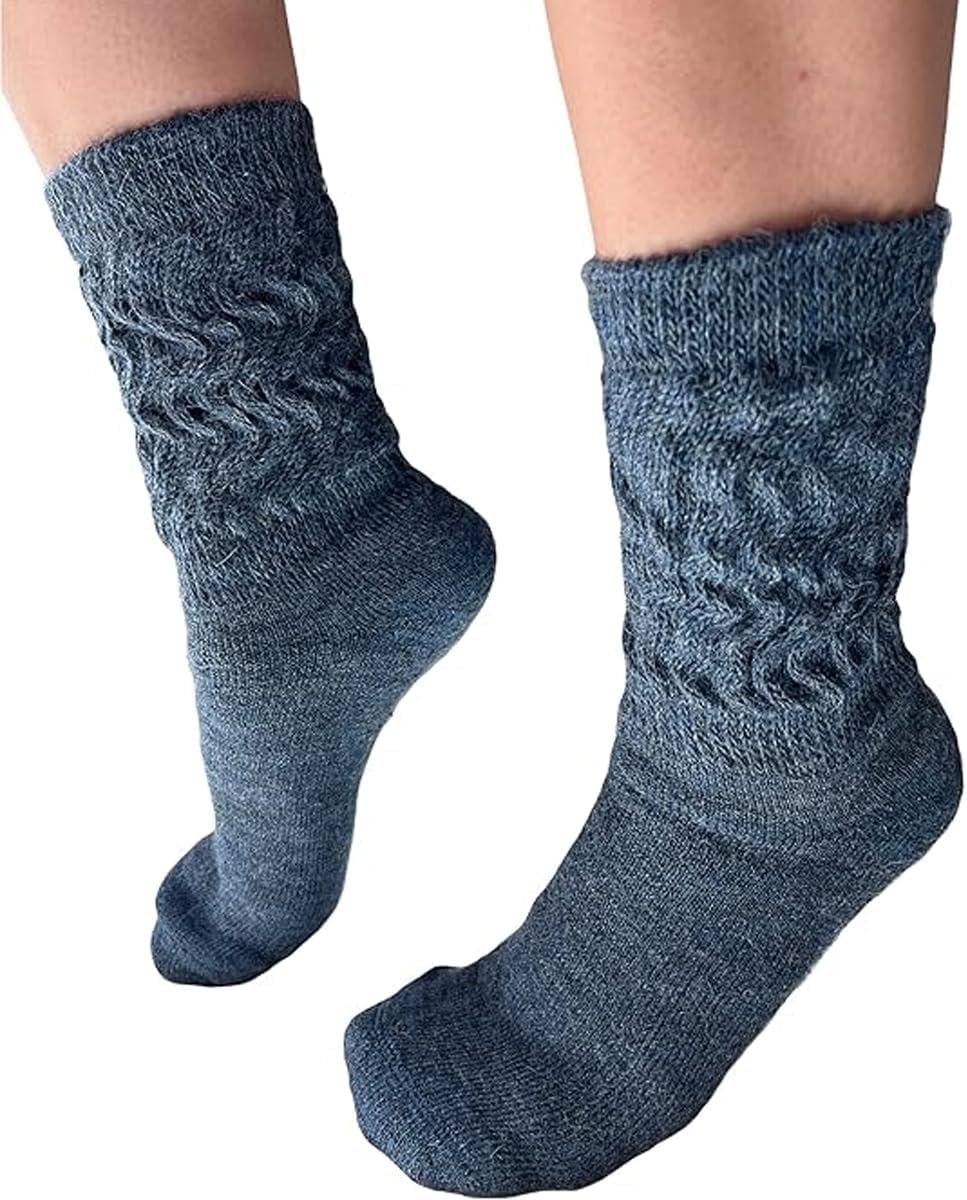 Therapeutic Alpaca Socks – Cozy, Warm, Breathable Unisex Winter Thermal Wool Socks, Soft & Hypoallergenic (Denim Blue, Medium) - Image 6