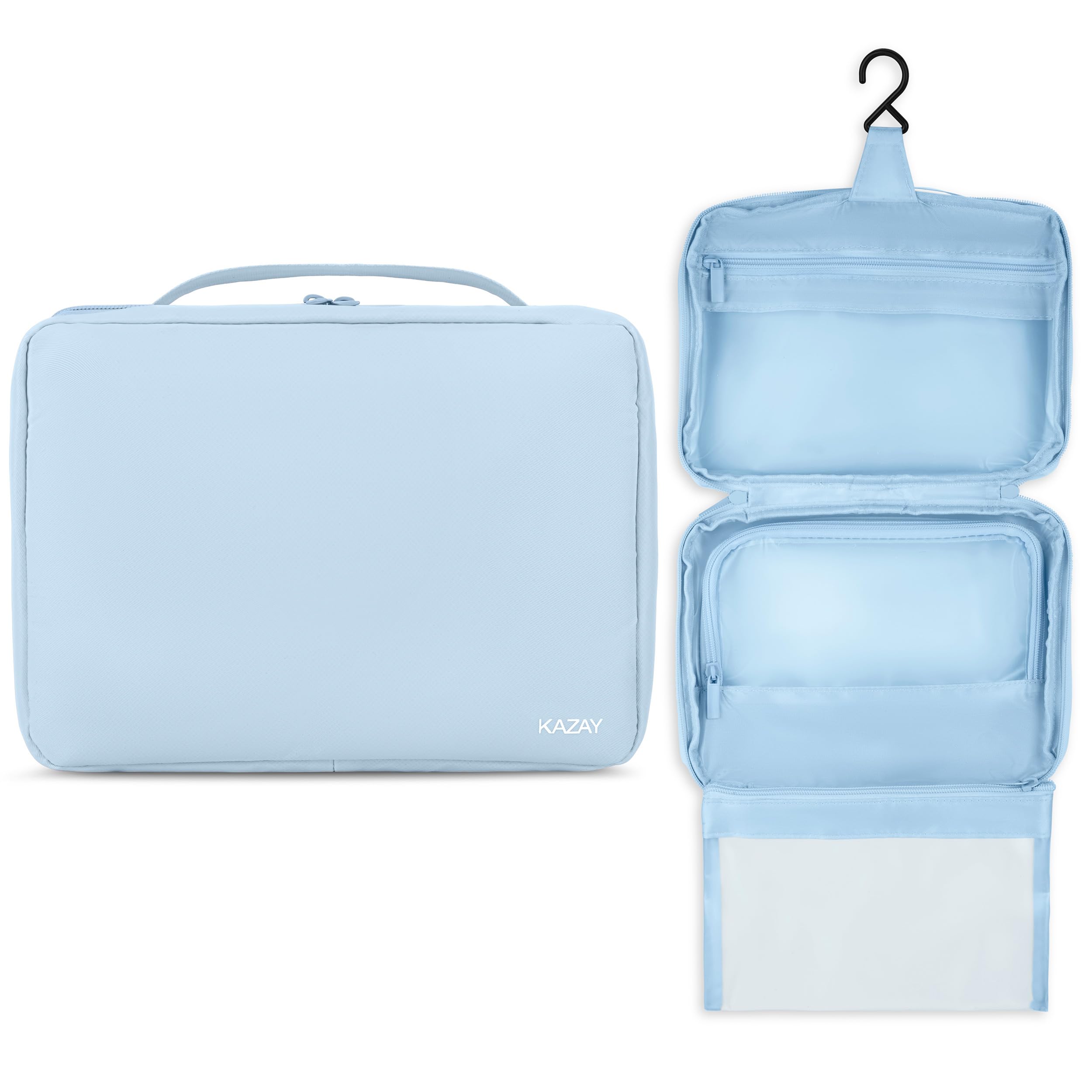 KAZAY Hanging Toiletry Bag with TSA Approved Detachable Pouch, Travel Toiletry Bag, Water Resistant, Premium Nylon, Travel Size Toiletries, Cosmetic
