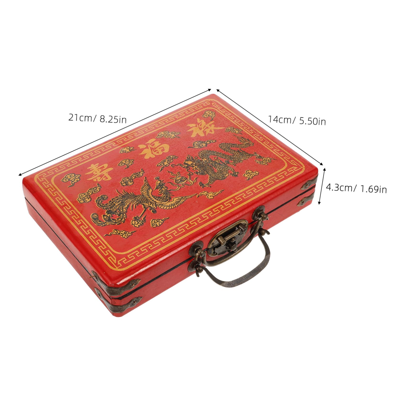STOBAZA 3 Pièces Boîte de Mahjong Chinois en Panneau de Densité Rouge