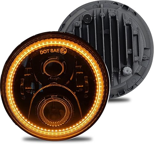Faros delanteros LED redondos de 7 pulgadas con DRL blanco halo ámbar señal de giro compatible con JK JKU TJ