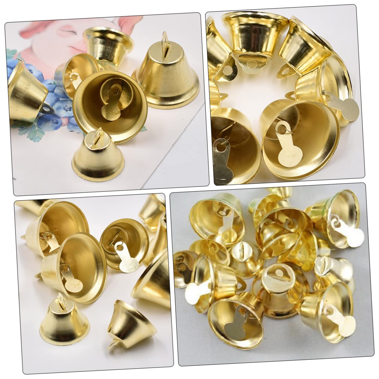 Piccole campane di Natale, campane da appendere natalizie, campane da appendere Feng Shui, 60 campane aperte in corno Feng Shui