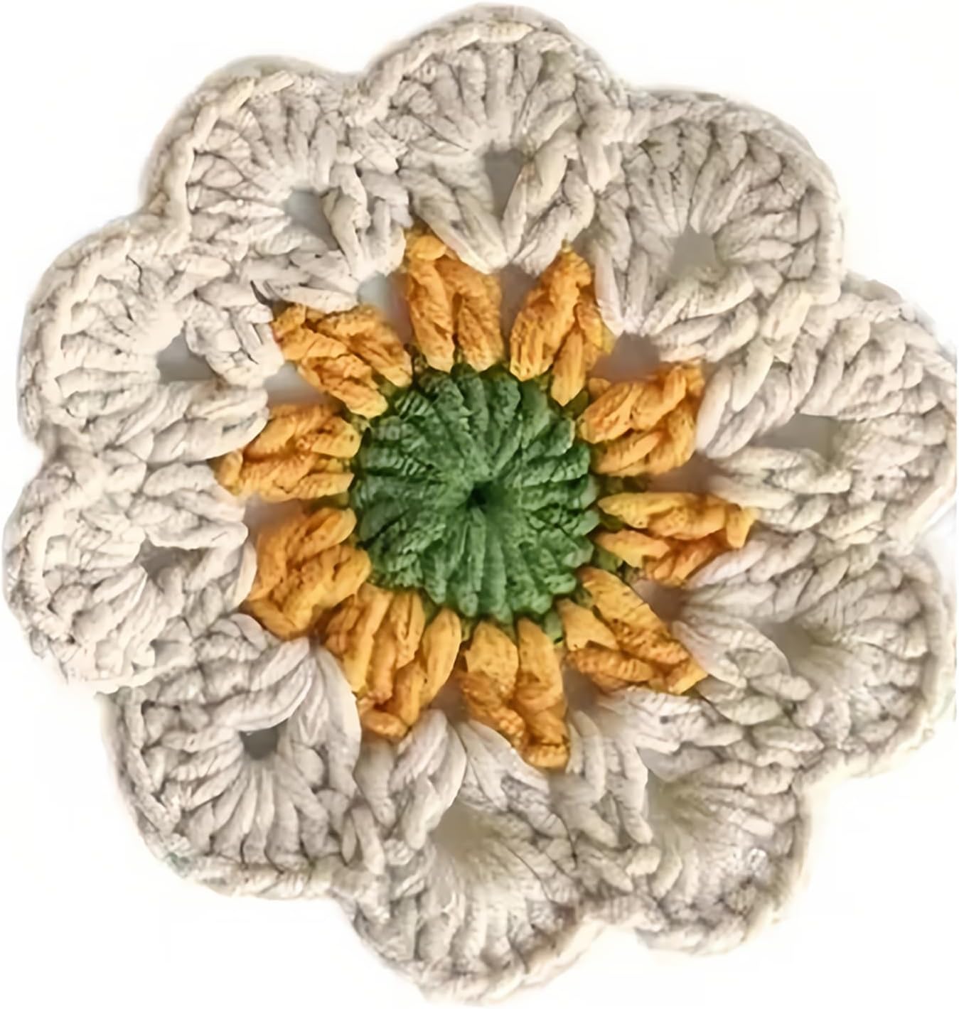 Handmade Crochet Coaster - 100% Handcrafted Funny Cute Coaster Set, Unique Gift for Women, Home Decor Accessory (White)