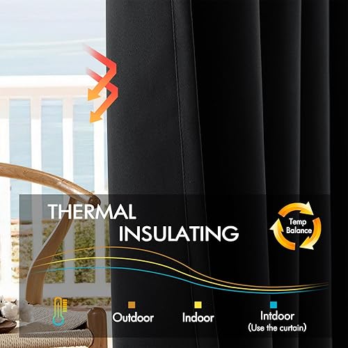 Miniatura 3 de ANRODUO Cortinas opacas con pestaña trasera para dormitorio, sala de estar, cortinas plisadas con aislamiento térmico y bolsillo para barra de