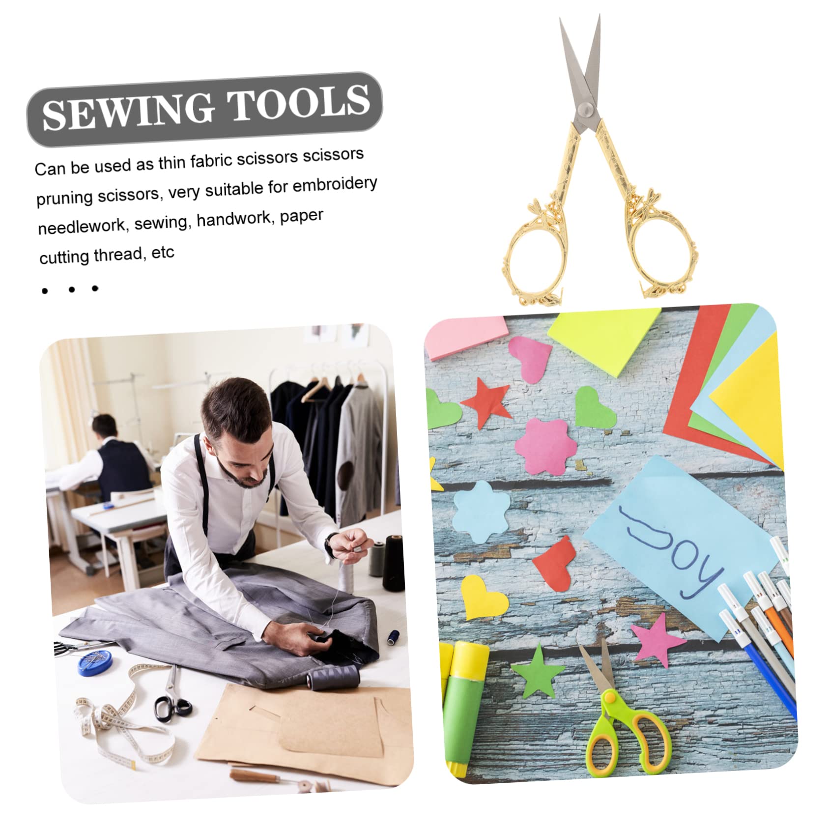 Lurrose 4piezas Tijeras De Acero Inoxidable Para Bordado y Manualidades Tijeras Ergonómicas Para Costura y Proyectos Creativos Para Uso Casa y Escuela
