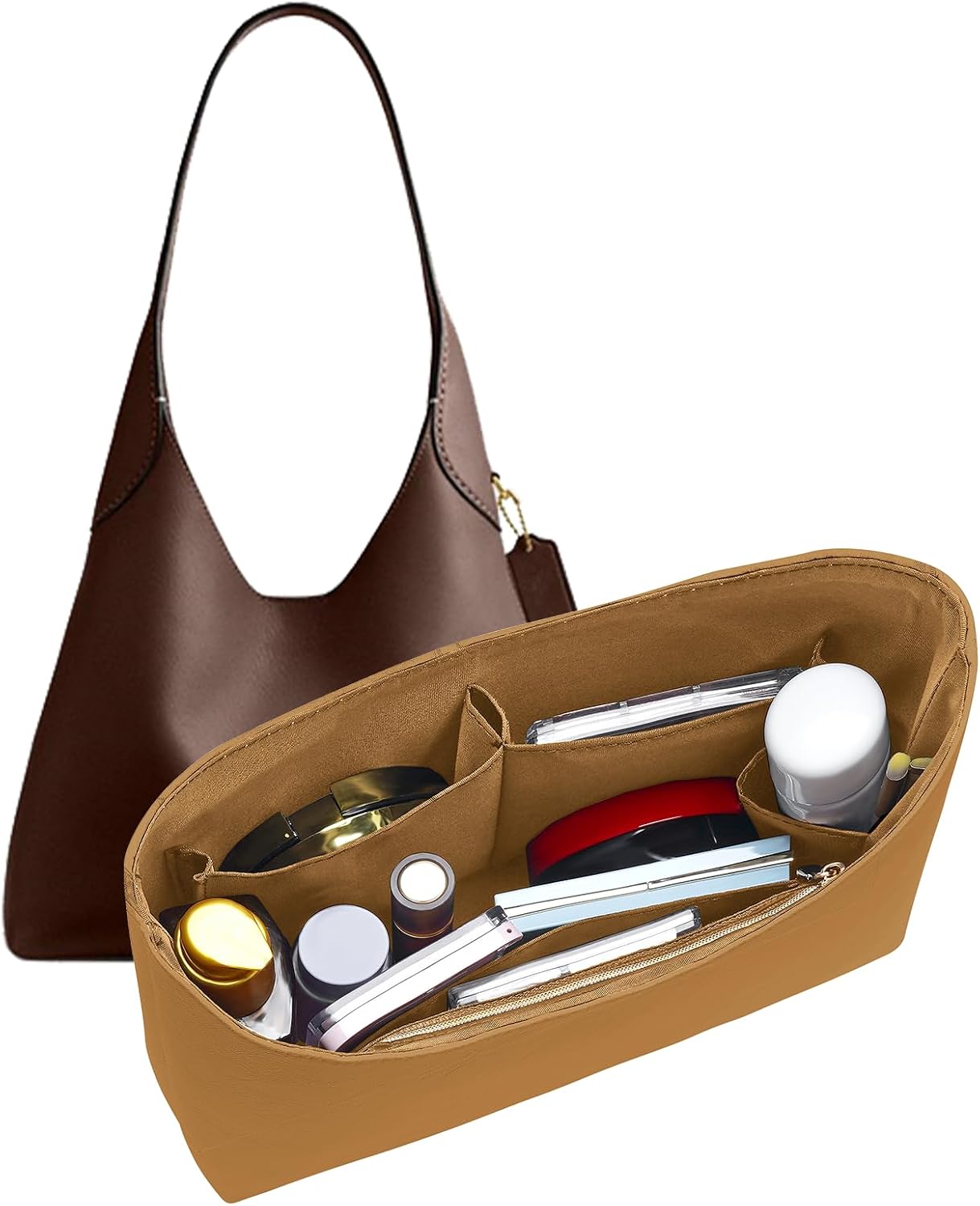 Dupont Paper Purse Organizer Inserts for brooklyn 28 Insert Keeps Tote Handbag（Honey Brown）