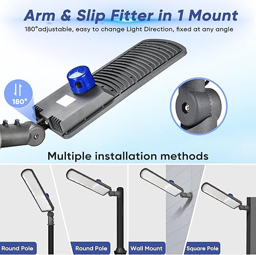 Miniatura 5 de 2 Pack 200W LED Parking Lot Light,5000K Daylight Dusk to Dawn Outdoor Shoebox Pole Lighting Wall Mount Exterior Flood Light,Commercial Outside