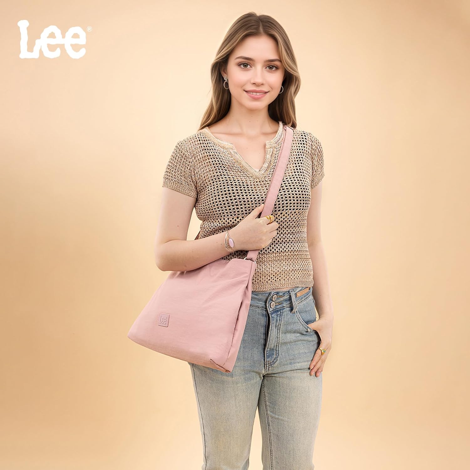 Lee Large Nylon Hobo Bag for Women, Slouchy Convertible Shoulder Crossbody Purse with Zipper, Casual Daily Handbag