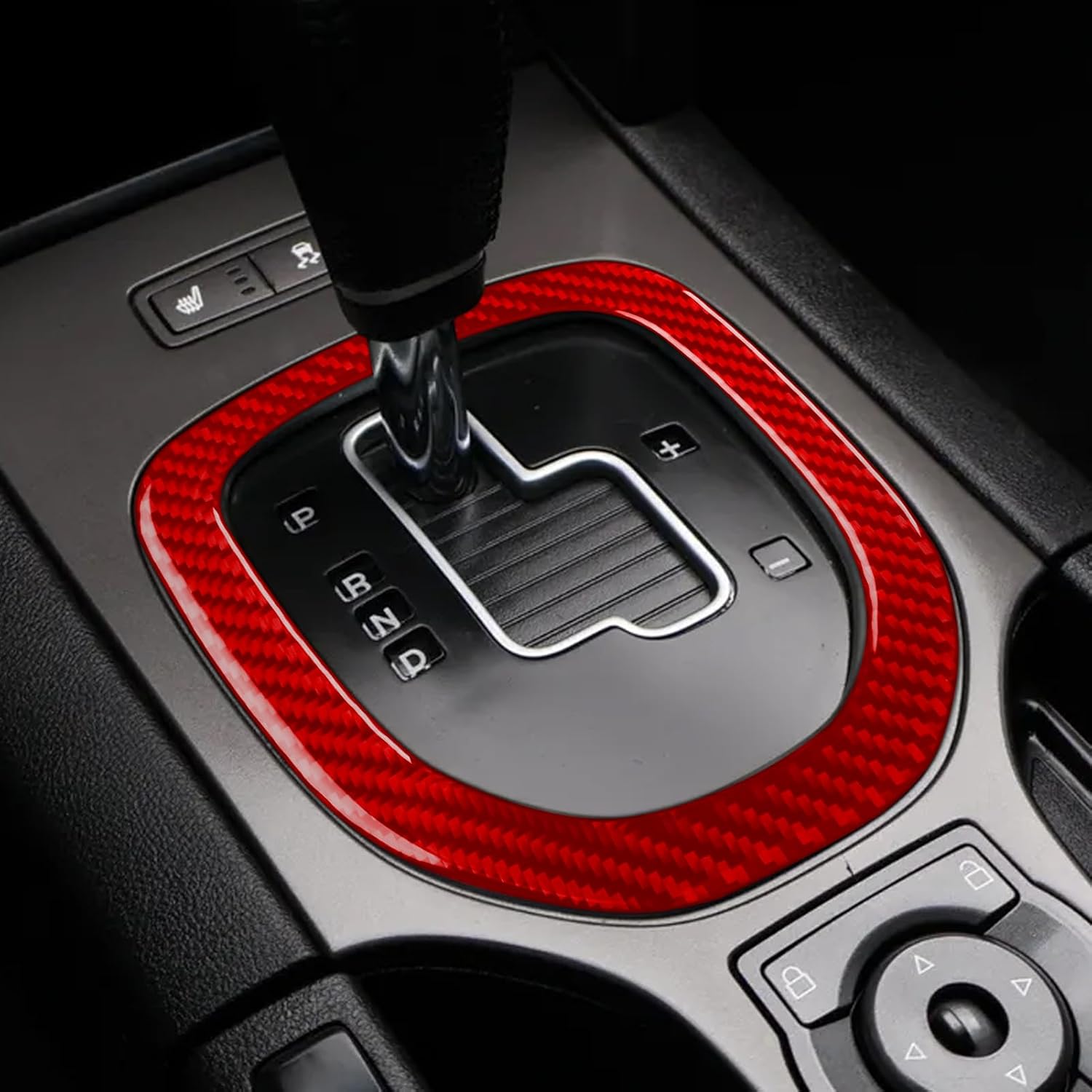 Red Soft Carbon Fiber Car Automatic Gear Shift Outer Frame Cover Sticker Interior Trim Compatible with Pontiac G8 2008 2009/Holden Commodore 2006 2007 2008 2009 2010 2011 2012