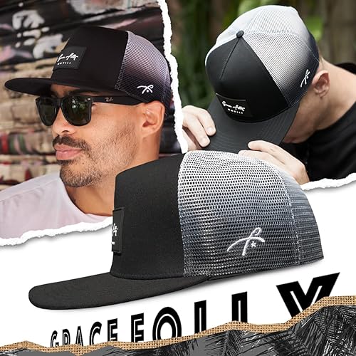 Miniatura 4 de Grace Folly - Gorra trucker unisex gorra de malla con cierre trasero negro (Black with Fade)