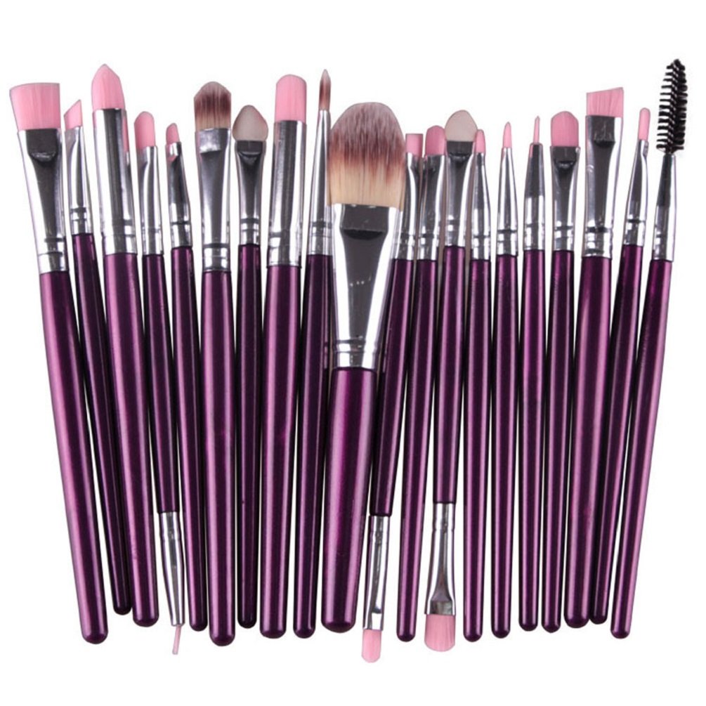 MELADYPro 20pcs Multi-function Cosmetic Powder Foundation Eyeshadow Eyeliner Lip Makeup Brushes Sets (Purple-Black) : Beauty & Personal Care