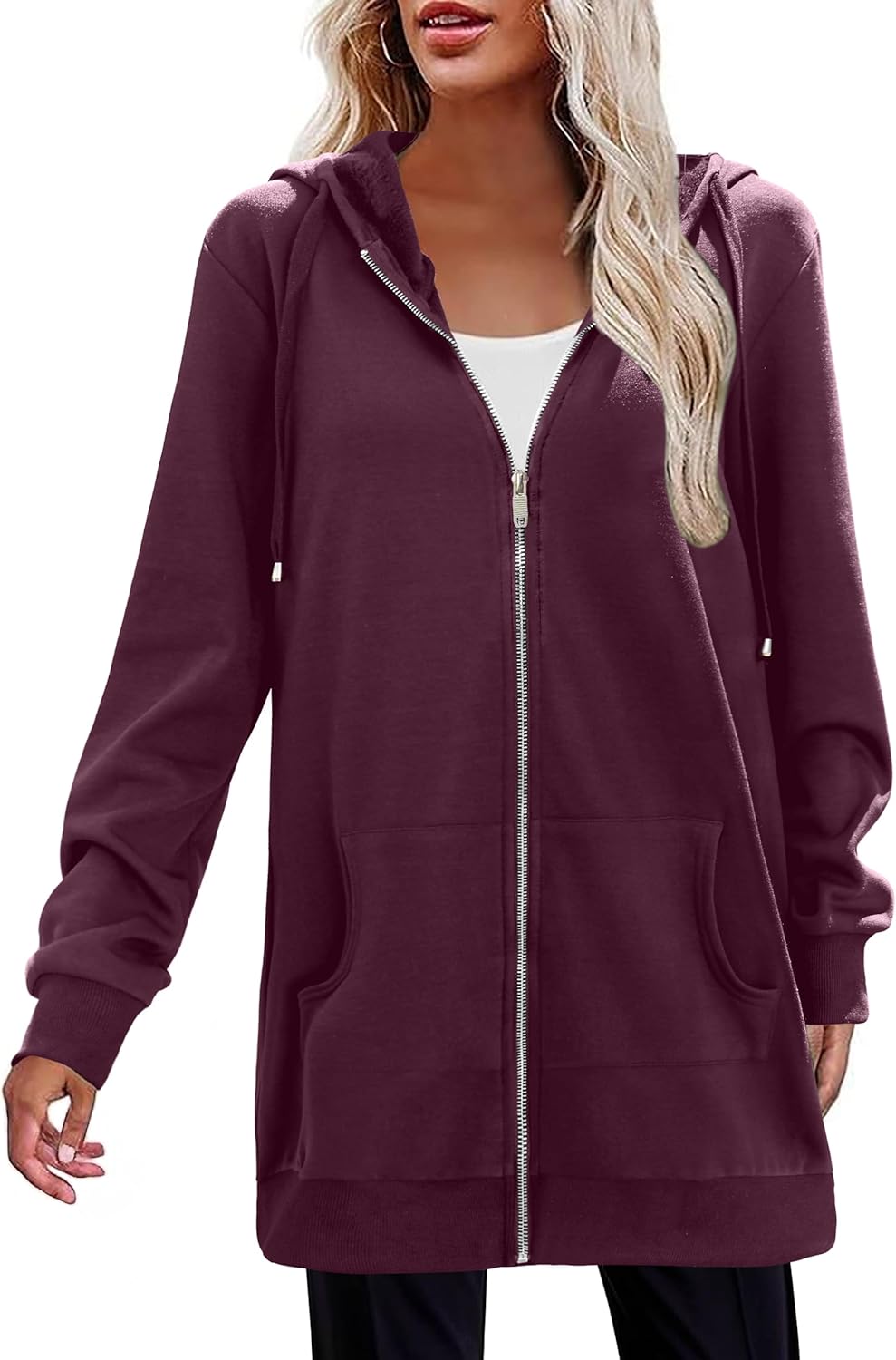Zeagoo Women's Zip Up Hoodies Long Tunic Sweatshirts Oversized Fleece Casual Long Sleeve 2026 Fall Hoodie Jacket Coat - Image 4