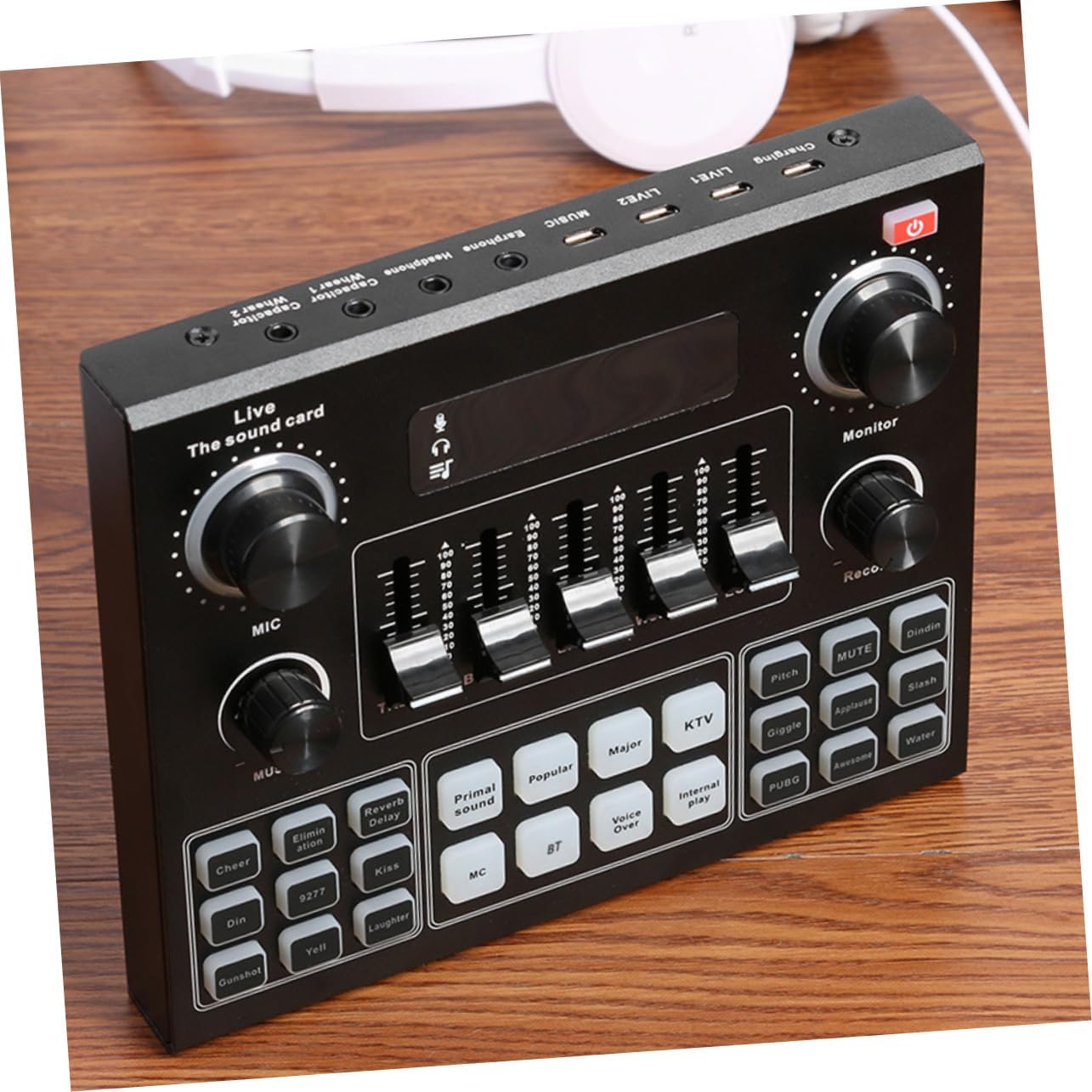 BESPORTBLE V9 Mobile Phone Live Broadcast Sound Card Set Portable Voice Disguiser External Audio Mixer for Streaming and Recording Compatible Computers and Phones