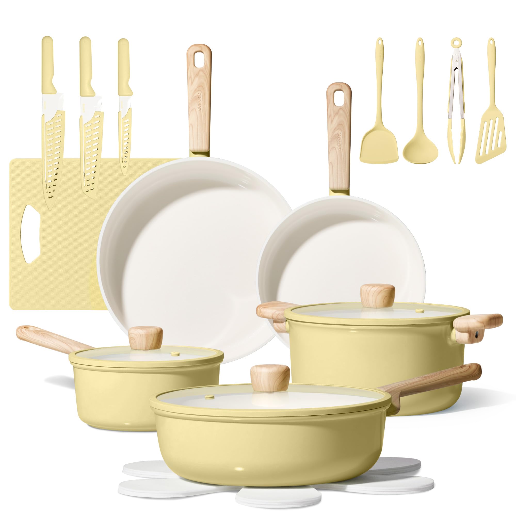 CAROTE 24pcs Ceramic Cookware Set, Pots and Pans Non Stick Kitchen Cookware Sets