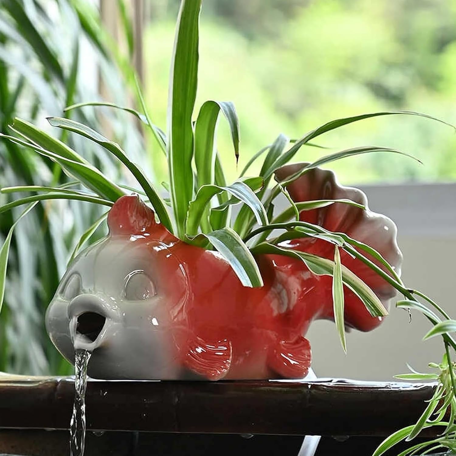 Animal Pond Fountains, Animal Pond Spitters, Spitters for Small Ponds, Garden Decor for Koi Pond, with Water Pump and Hose, for Small Ponds Patio Deck and Home(27x13.5x15.6cm/10.6x5.3x6.1in)