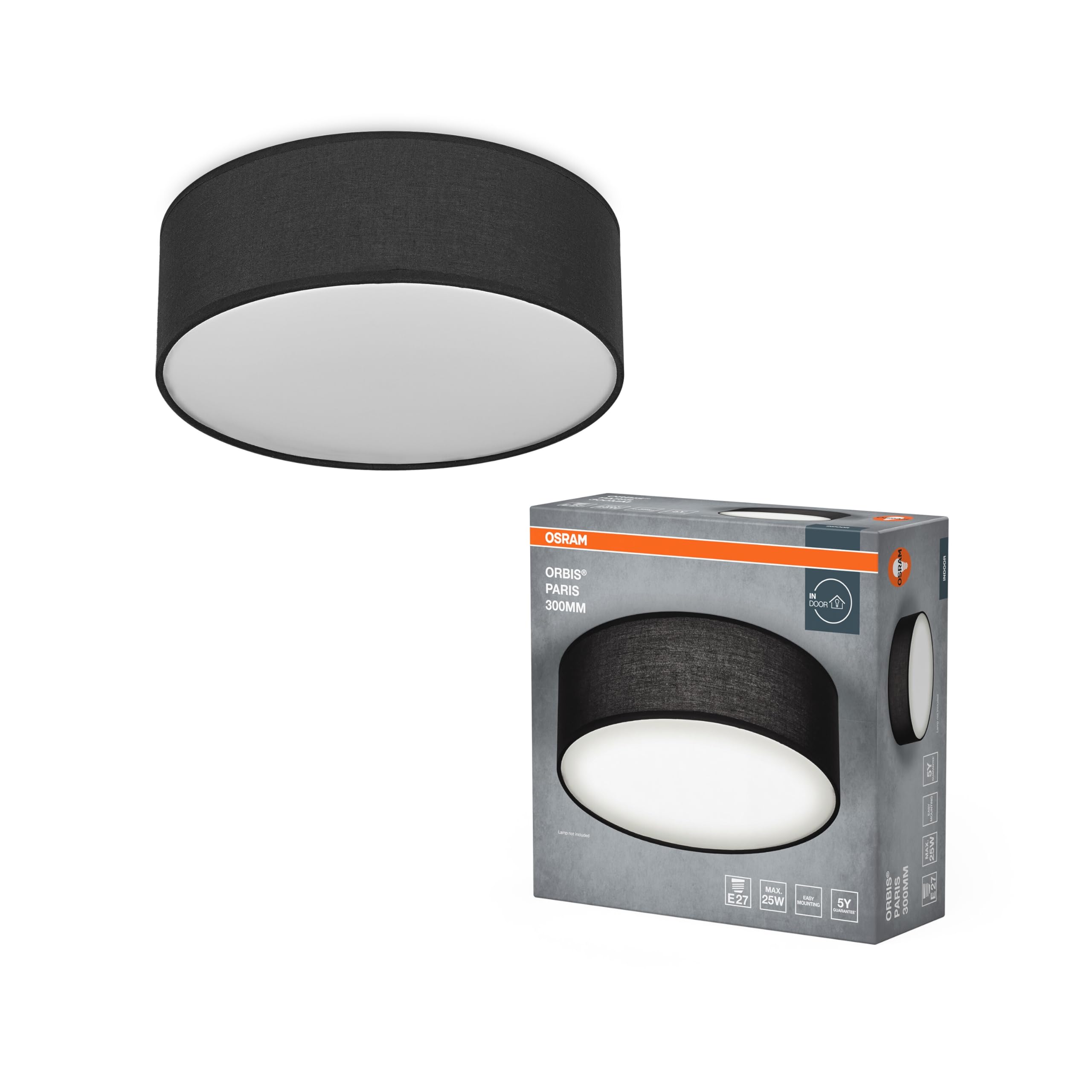 OSRAM ORBIS MADRID plafondlamp 290mm, nikkel, E27 fitting, kan worden uitgerust met