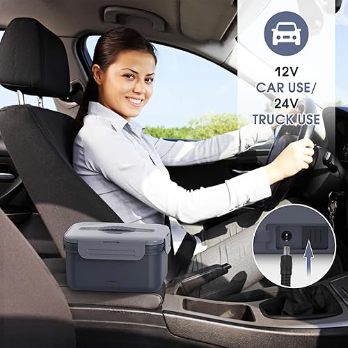 Miniatura 6 de Fiambrera eléctrica, calentador de alimentos 3 en 1, calentador de alimentos portátil de 100 W, a prueba de fugas, para adultos, automóvil, camión,