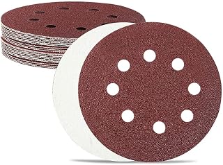 Utoolmart 20pcs 5 Inch 8 Hole Hook and Loop Sanding Disc 40Grit Flocking Sandpaper for Random Orbit Sander