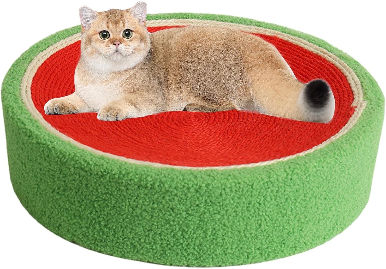 Orange Round Fruit Scratcher - Wear-Resistant Sisal Cat Bed, Meets Cat's Grinding & Scratching Needs (Watermelon Shape)