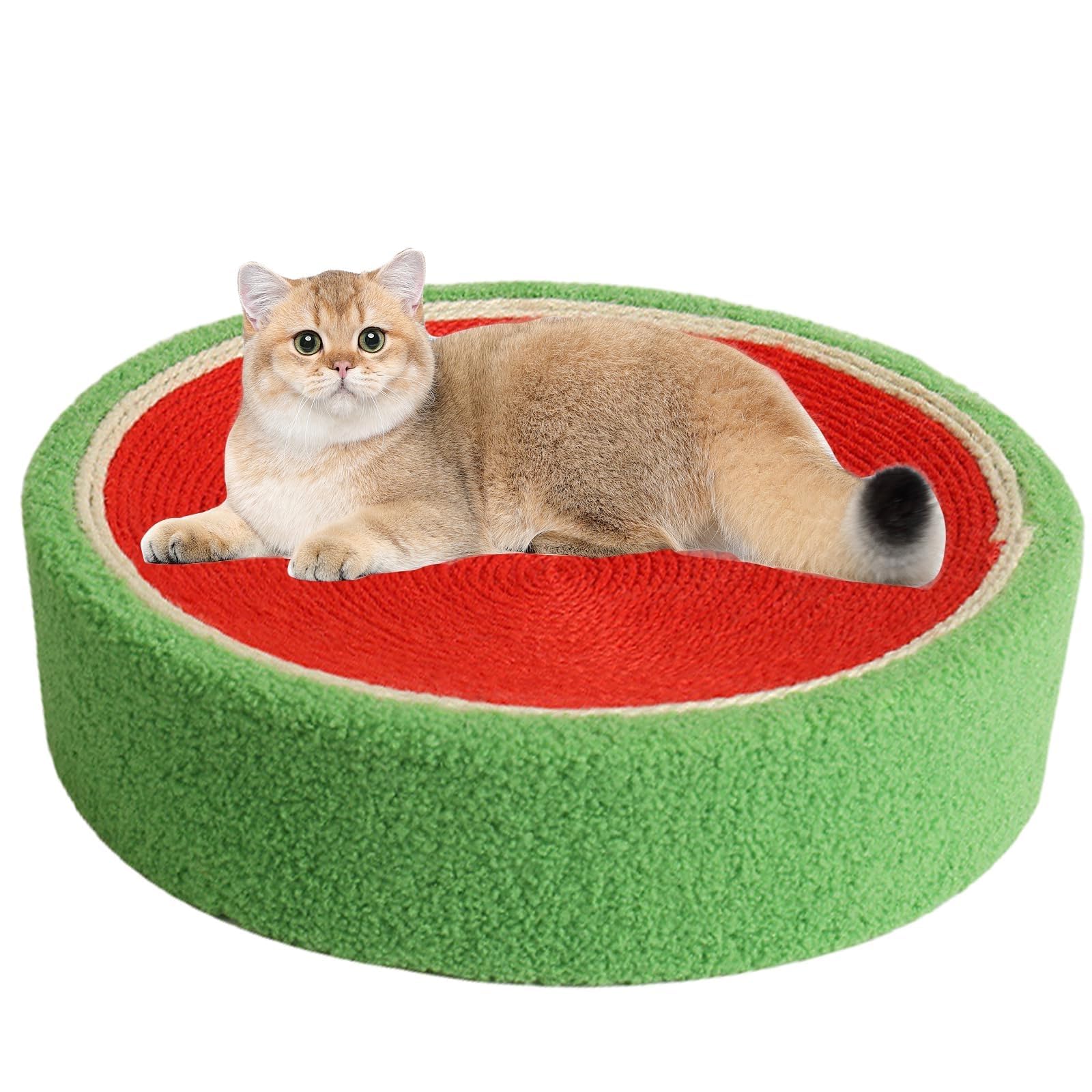 Orange Round Fruit Scratcher - Wear-Resistant Sisal Cat Bed, Meets Cat's Grinding & Scratching Needs (Watermelon Shape)