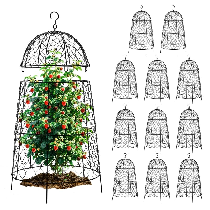 12Pcs garden cloche for plants,11.8×19.7in large size plant cages for outdoor plants,split design and anti-rust coated chicken wire cloche,sturdy and not easy to deform,plant cages to keep animals out