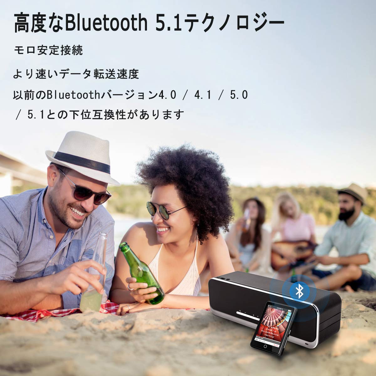 Amazon.co.jp: MP3プレーヤーBluetooth 5.1 内蔵スピーカー 全面