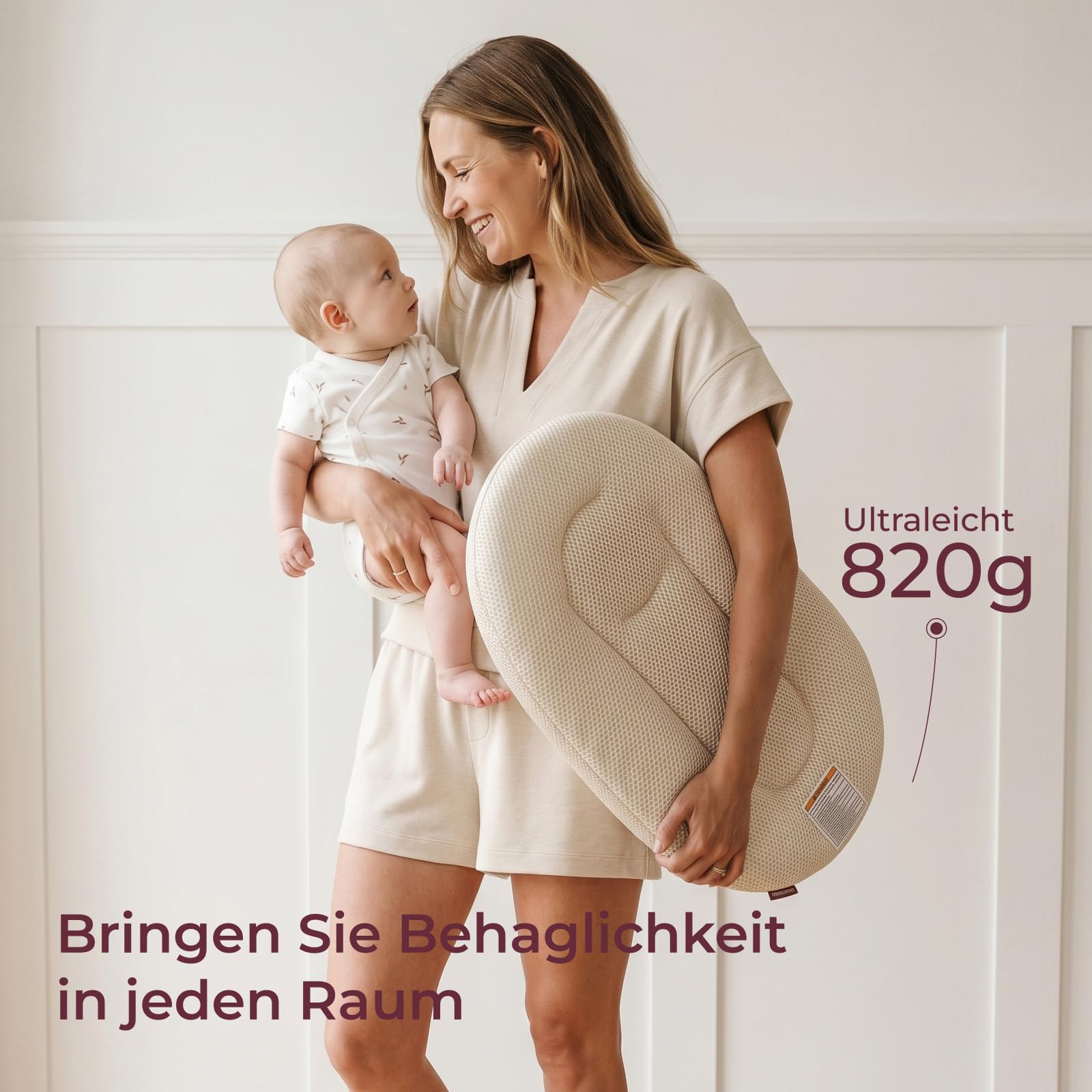 Momcozy Babynest für Neugeborene – Atmungsaktives Baby Nest mit Abnehmbarem Bezug, Tragbarer Baby Lounger für Bindungsmomente, 820 g Leichtgewicht, OEKO-TEX Zertifiziert