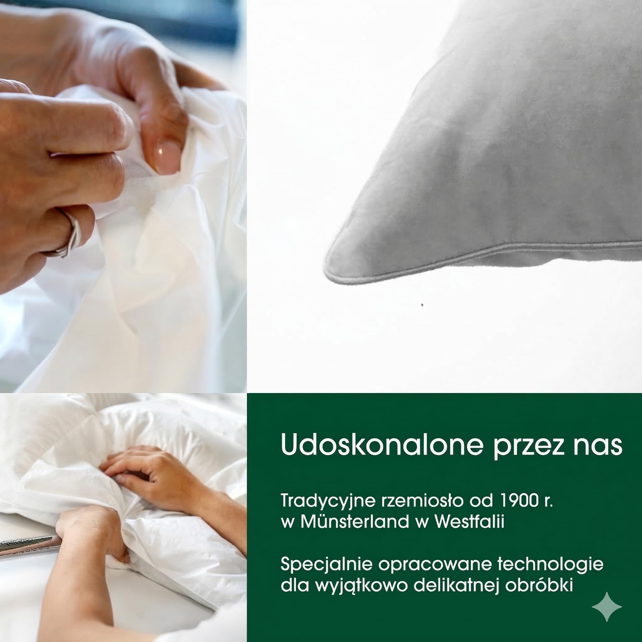 Premium de Luxe Poduszka Puchowa 60 x 70 cm - Made in Germany, 100% Bawełna, 3-Komorowa, Dla Alergików
