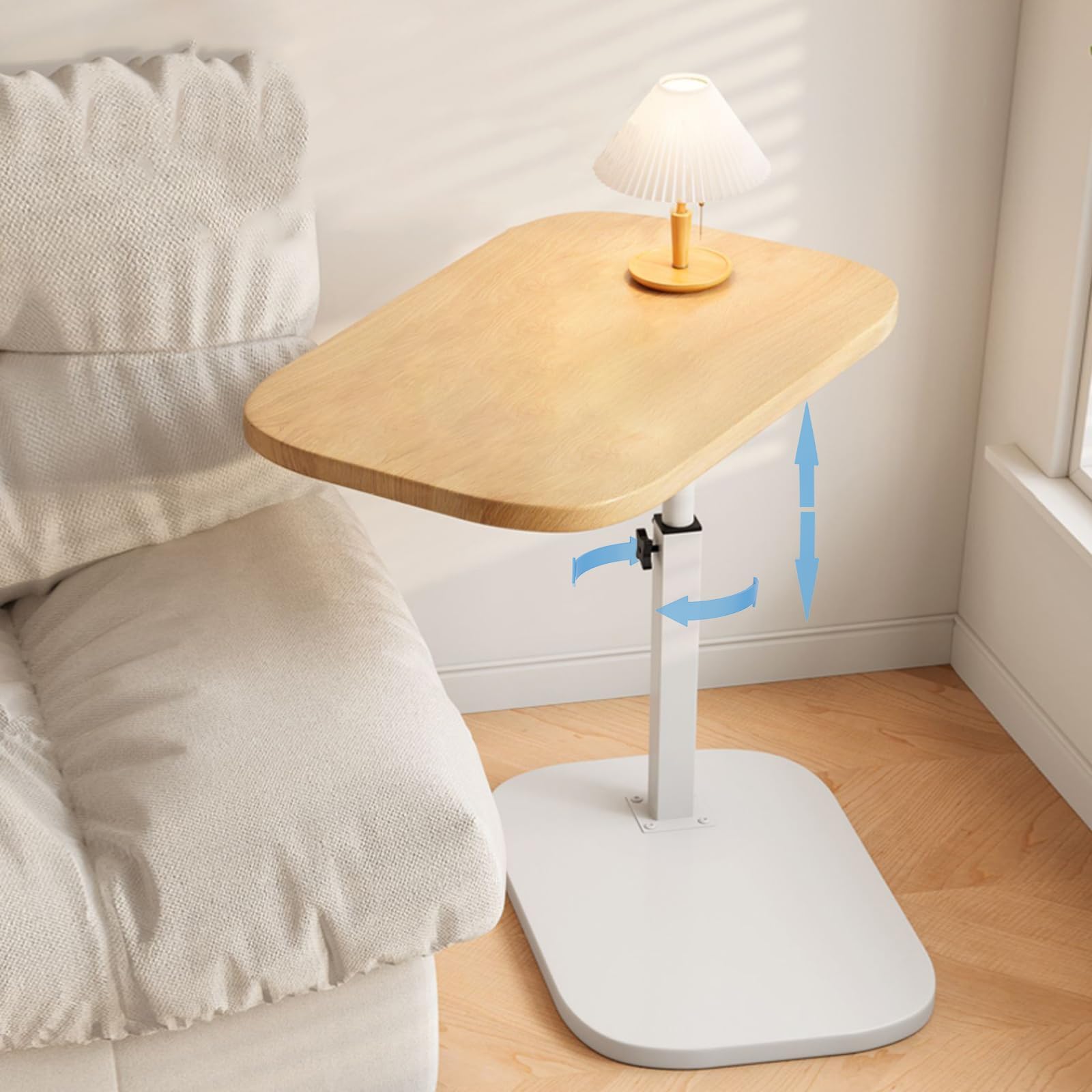 SXZenSpace Adjustable CShaped Side Table with 360° Rotation Bedside Snack Tray (4580cm) Bedroom Sofa Max Load 30kg Perfect for Snacks & Drinks