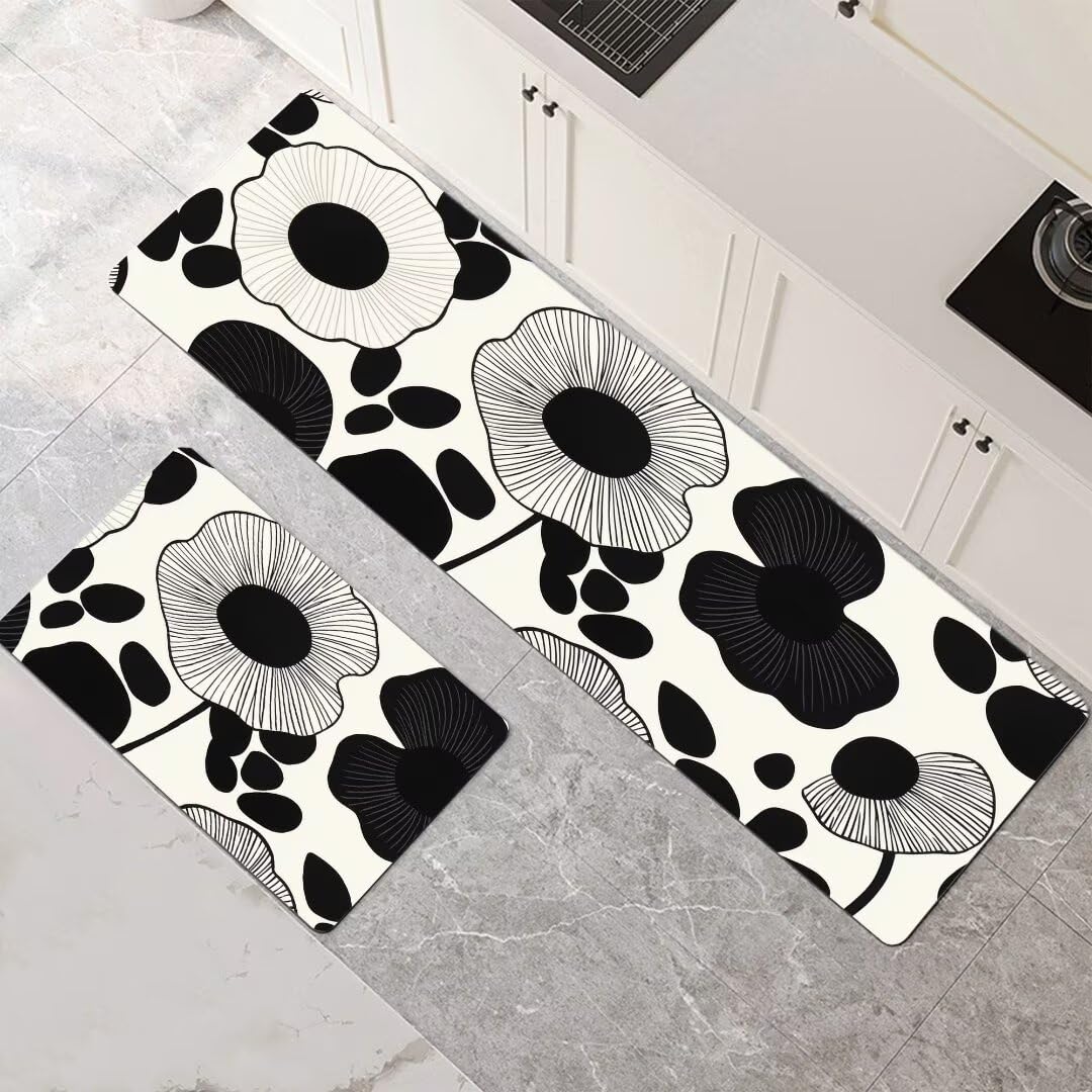 Alfombras de cocina de 2 piezas modelo Flower en medidas 90x140cm y 90x270cm