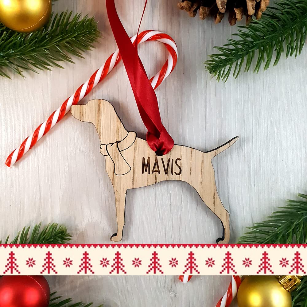 Personalised Dog Wooden Oak Decoration - Christmas Tree gift - Hungarian Vizsla