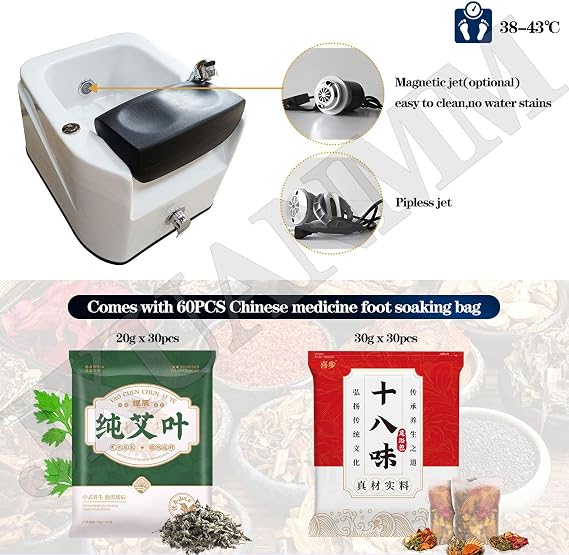 Pedicure Foot Spa, Foot Massager Acrylic Massage Footbath with Automatic Water Pump,Feet spa Tub Colorful Light Surfing Hot and Cold Adjustment,Portable Pedicure Bowl, With 60PCS foot bath bags I