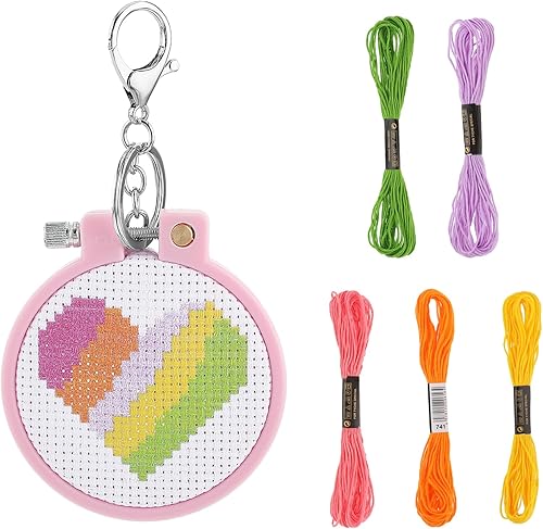 Miniatura 6 de Kits de punto de cruz para principiantes, kits de punto de cruz con estampado de arco iris, kit de bordado para niños, kit de manualidades para