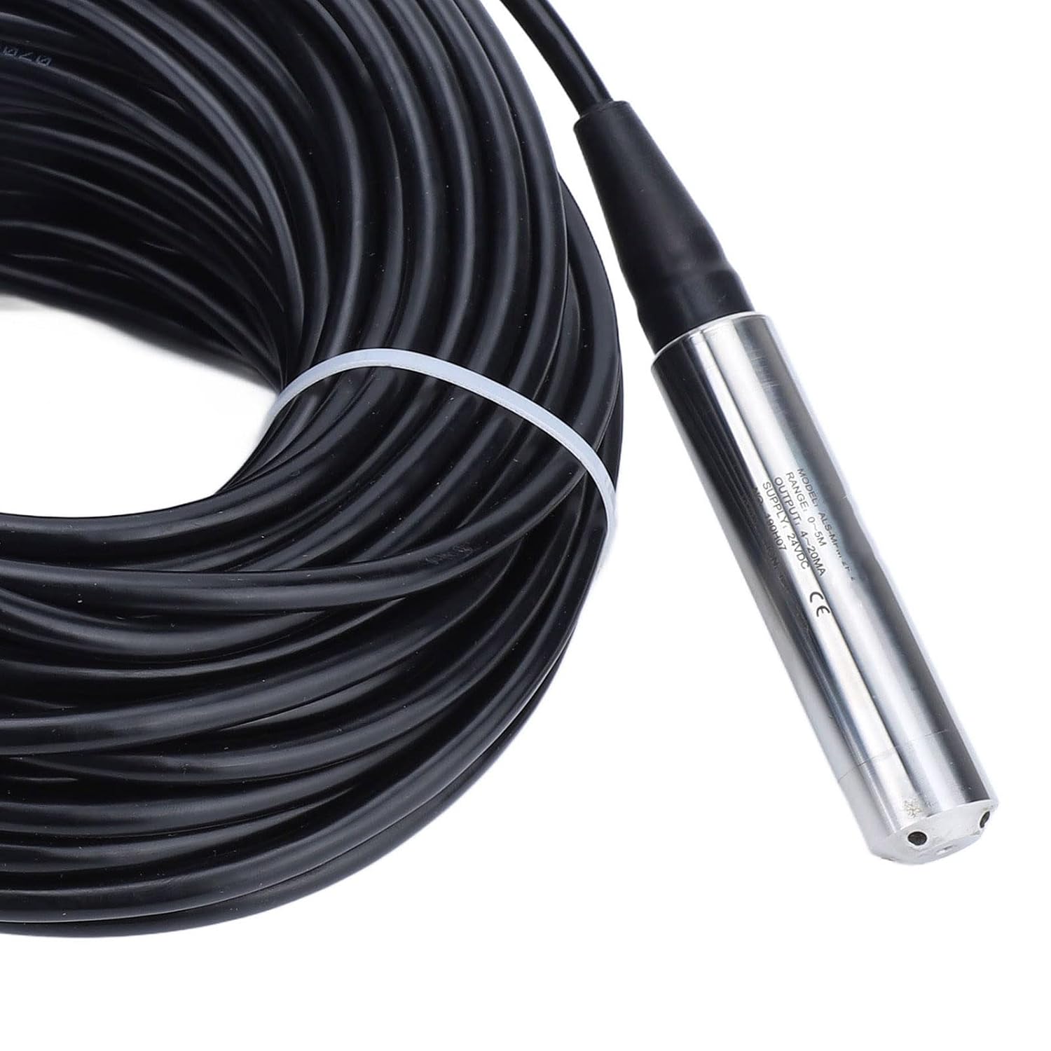 Water Level Sensor, 4-20mA Liquid Level Sensor with Cable and 0-5m Measuring Range, Heavy Duty Stainless Steel Liquid Level Transmitter Submersible Level Sensor for