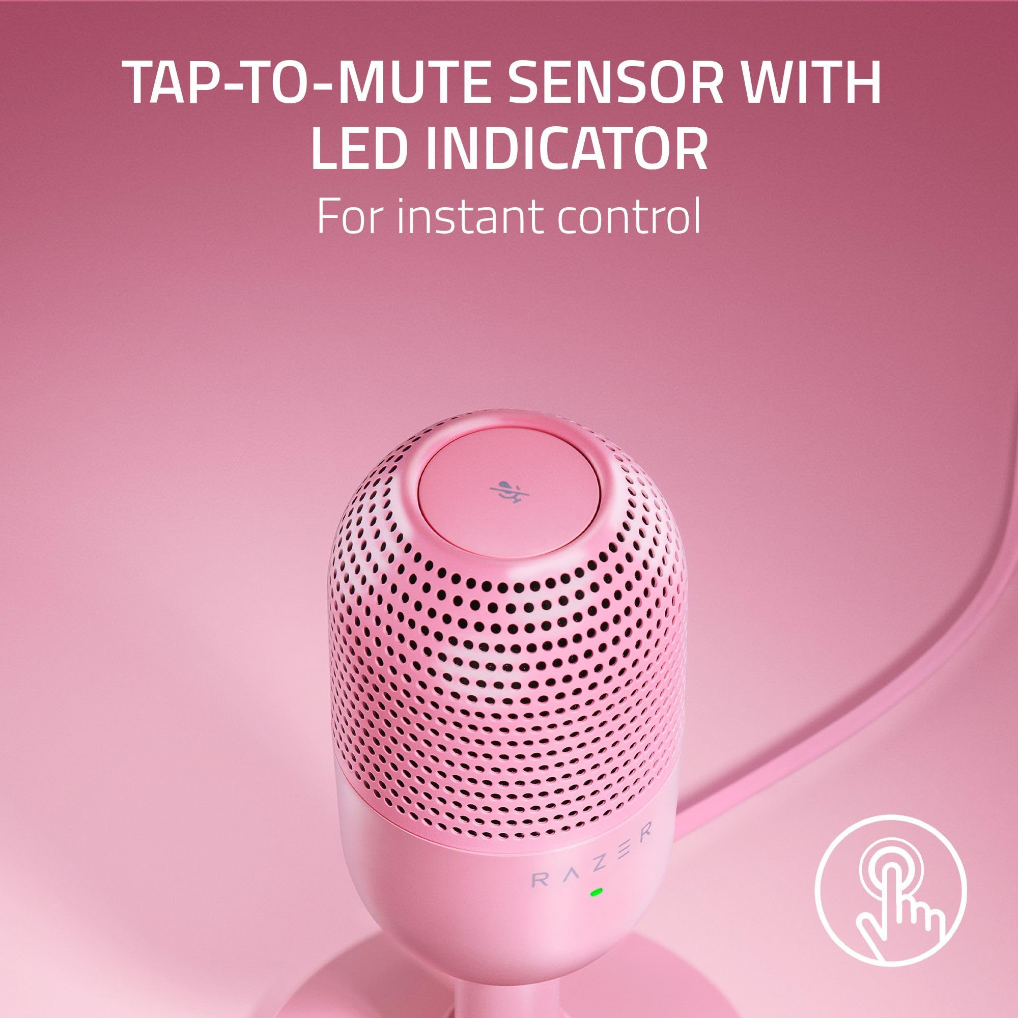 Razer Seiren V3 Mini USB Microphone: Condenser Mic - Supercardioid Pickup Pattern - Tap-to-Mute Sensor with LED Indicator - Shock Absorber - Ultra Compact - PC, Discord, OBS Studio, XSplit - Quartz