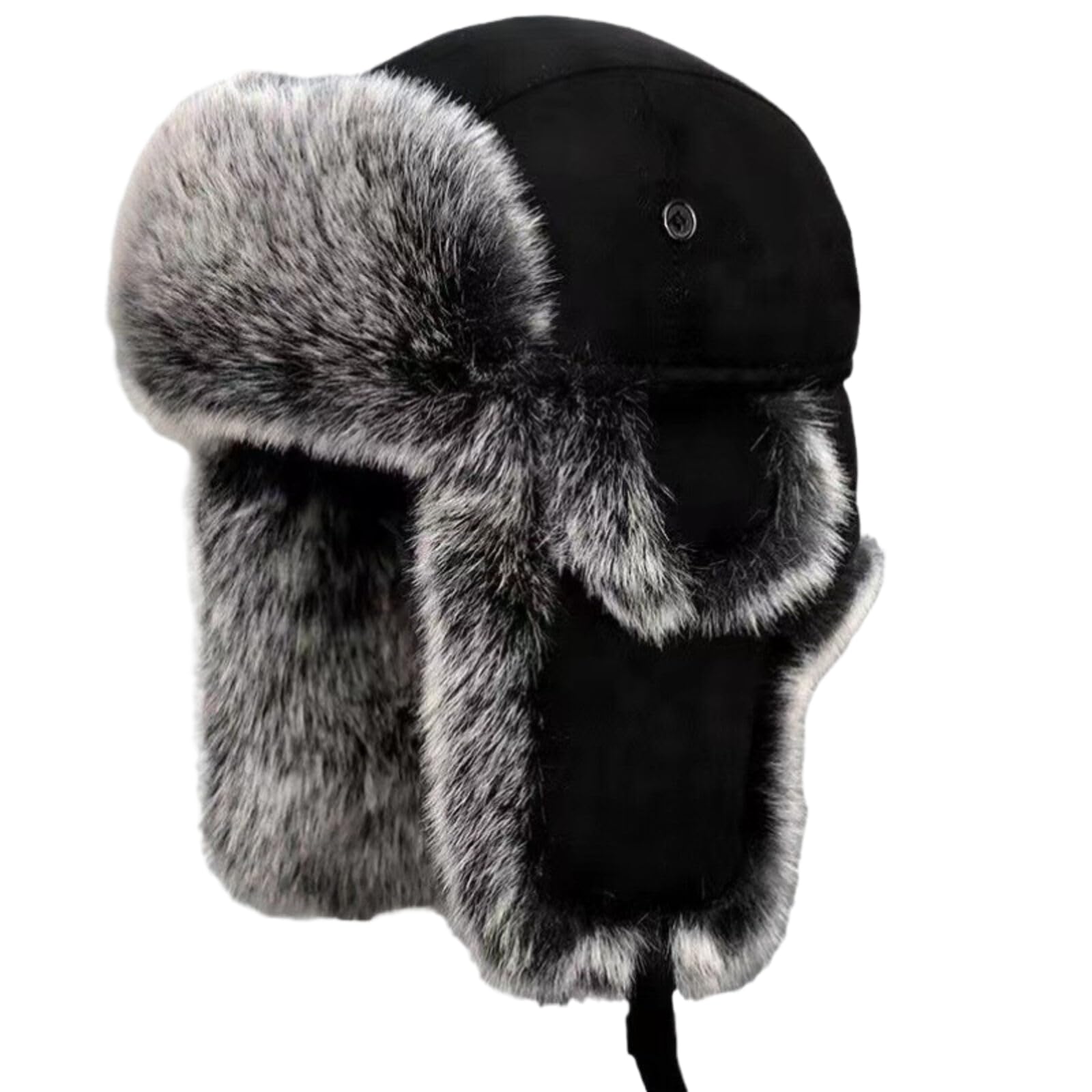 YEKEYI Sombrero de invierno ruso para hombre y mujer, sombrero de piel sintética de conejo, sombrero de aviador con orejeras a prueba de viento