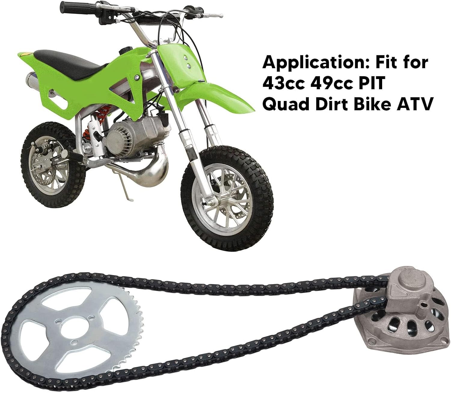 Clutch Drum Bell Housing, 6T Clutch Drum Bell Housing T8F Chain 54 Teeth Sprocket Fit For PIT Quad Dirt Bike ATV, Gears Sprockets Kit