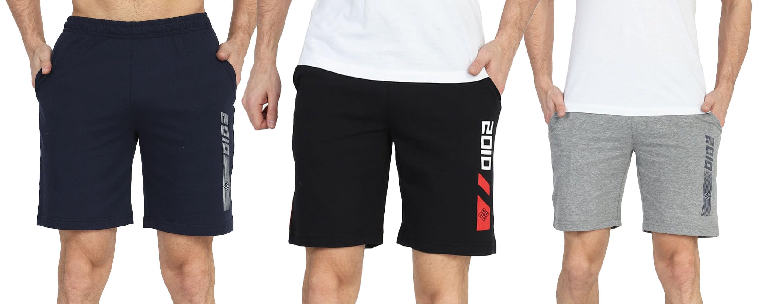 NU9 Men's Cotton Shorts | 100% Cotton | Regular Fit | Mid-Rise | Elastic Waist with Drawstring | 2 Side Pockets | Casual, Gym, Sports Wear | Combo Pack of 3-picture-24