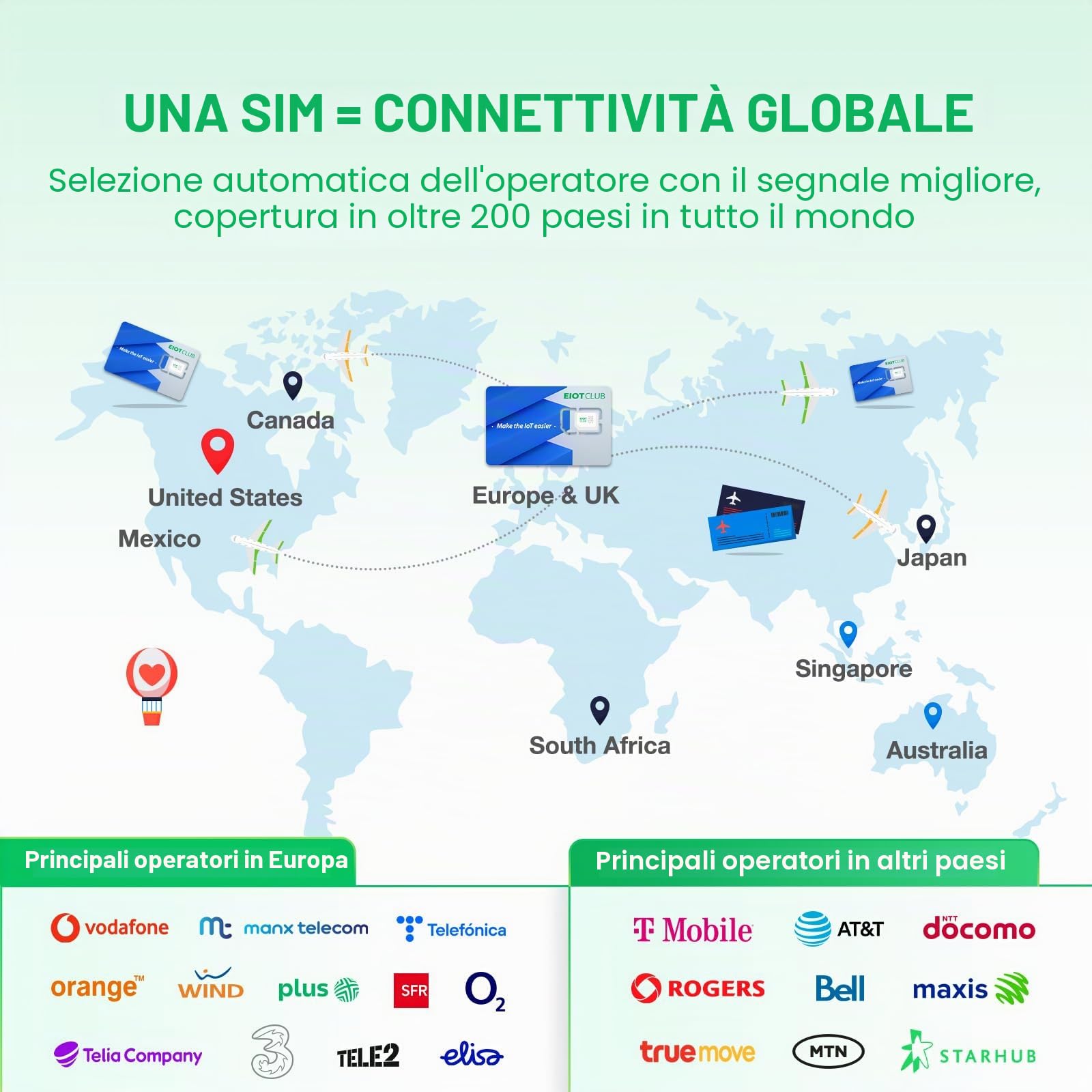 EIOTCLUB SIM prepagata BizGlobeLink Internazionale 5 GB 30 giorni 200 paesi dati 5G/4G LTE contratto ricaricabile telefonico router