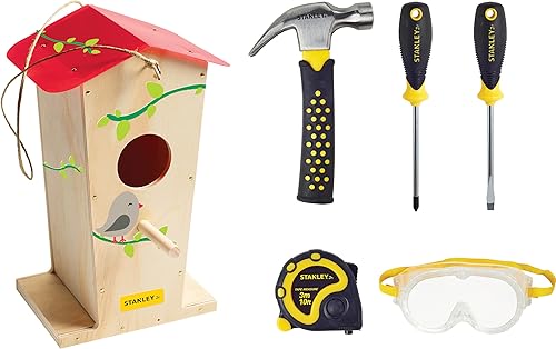 Miniatura 2 de STANLEY Jr. OL_STOK008-T05-SY - Juego de herramientas de mano de juguete de 5 piezas y kit de casa de pájaros