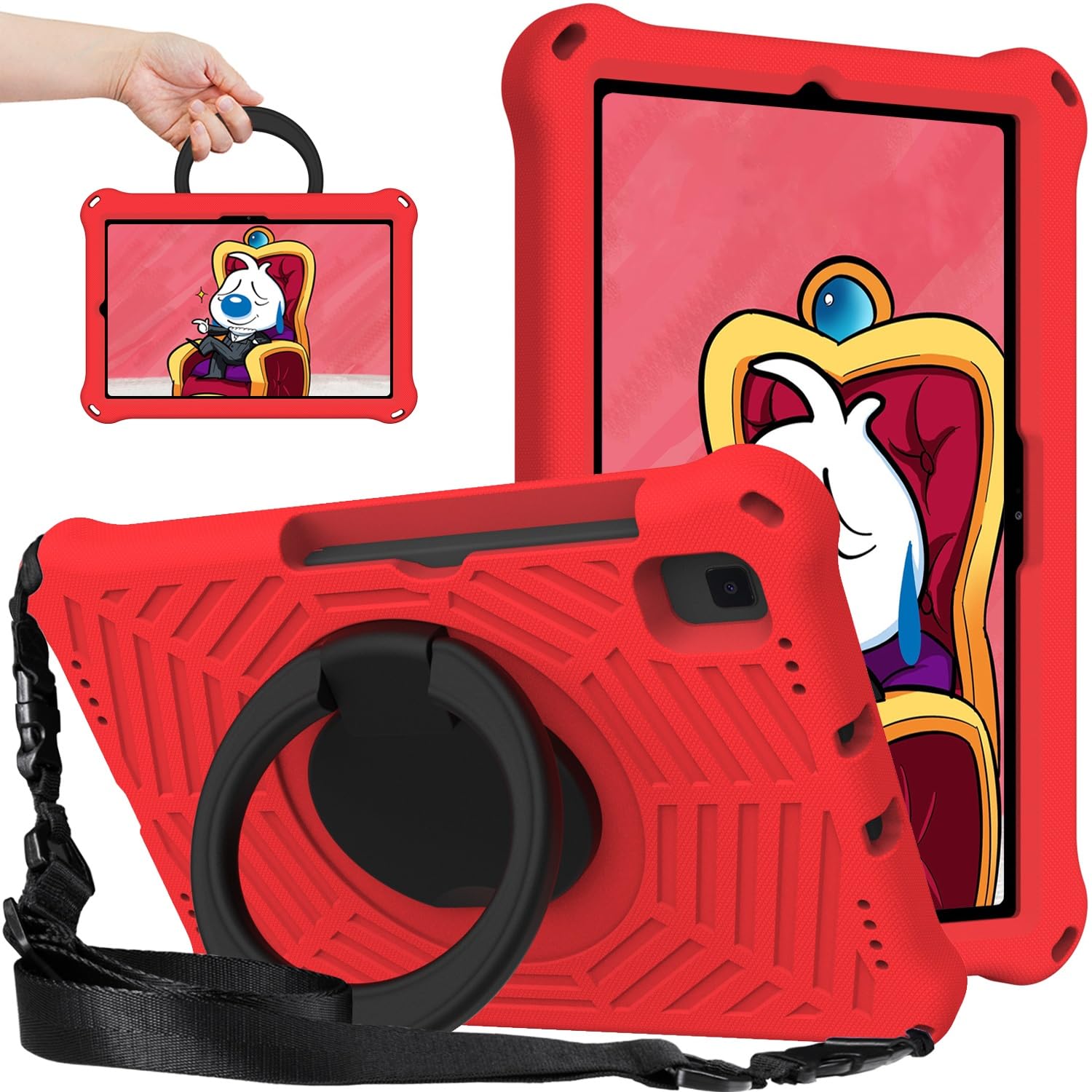 Étui de protection pour tablette Coque antichoc adaptée aux enfants compatible avec Samsung Galaxy Tab A7 10,4 pouces (2020) SM-T500/T505, support de poignée pivotant léger + bandoulière étui de prote