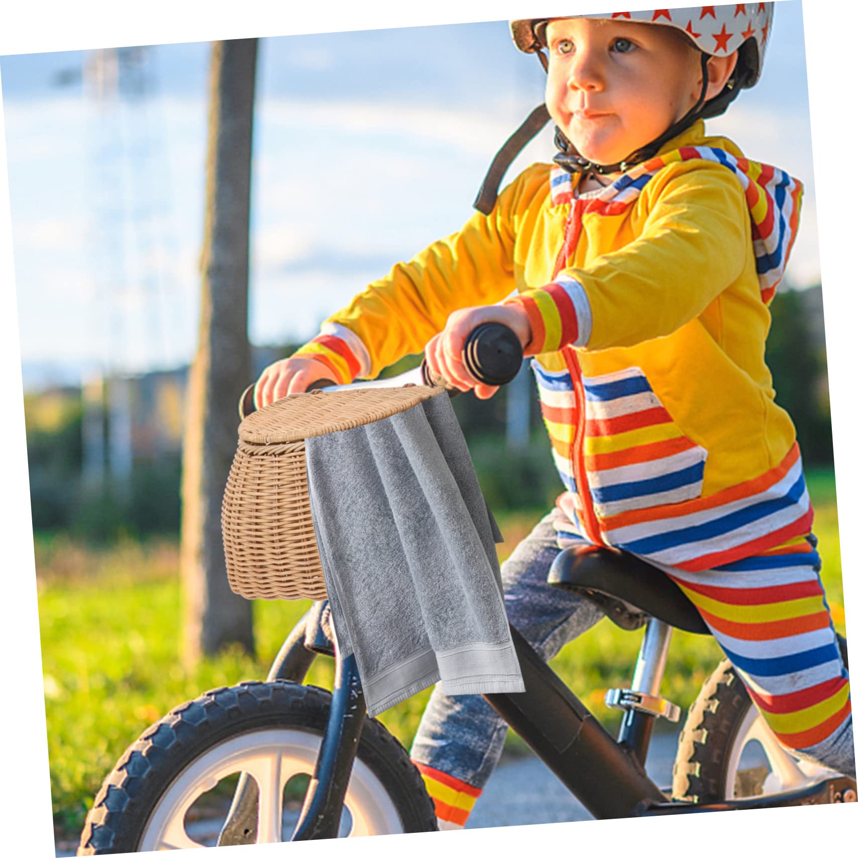 Panier à Vélo Rotin Tressé 1 Pièce pour Garçon et Filles Jaune | Panier de Guidon, Rangement pour Snacks et Gobelets, Structure Solide, Tenue Fiable, Usage Garçon et Filles