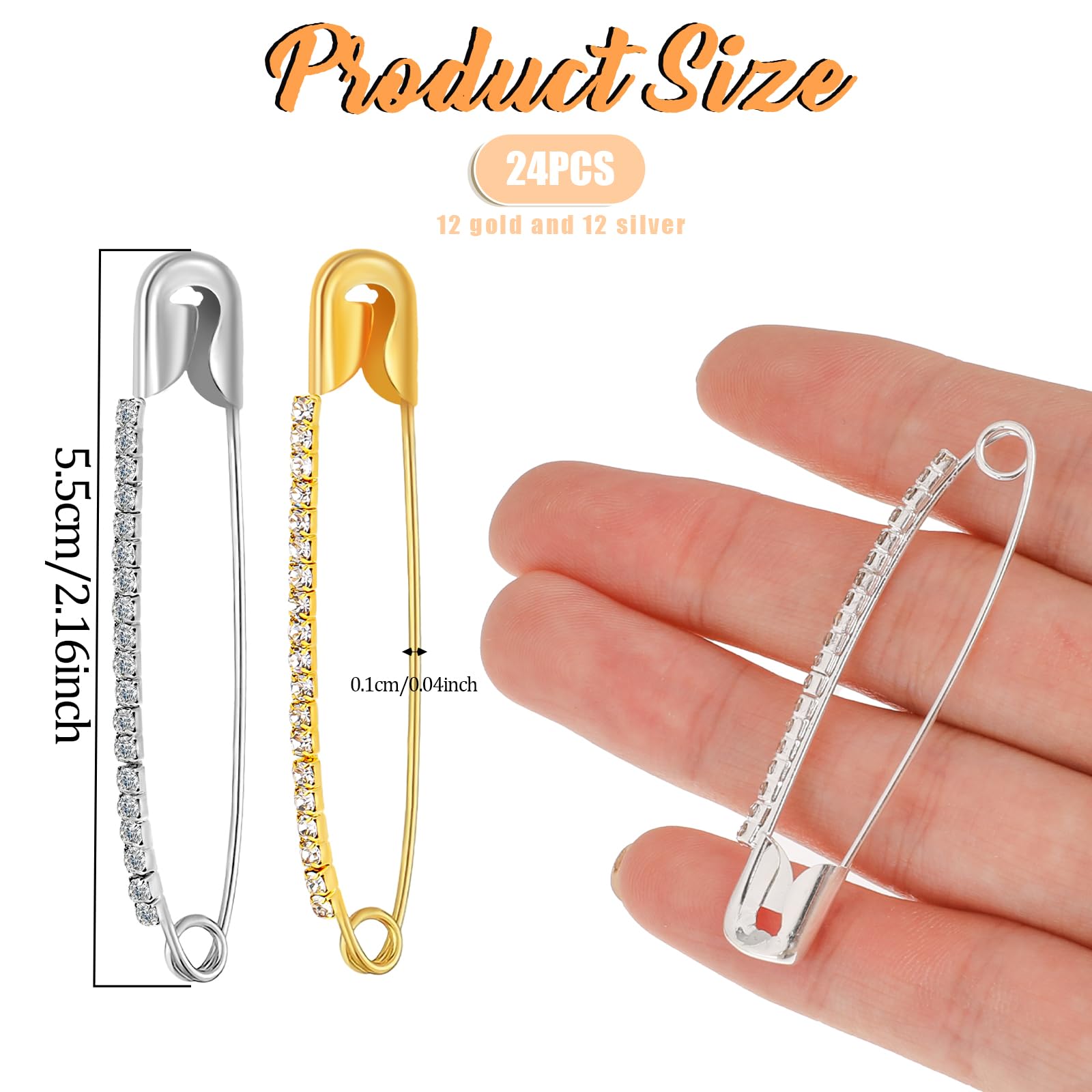 Lot De 30 épingles à Nourrice Dorées En Strass Avec Boîte, Clips Pour