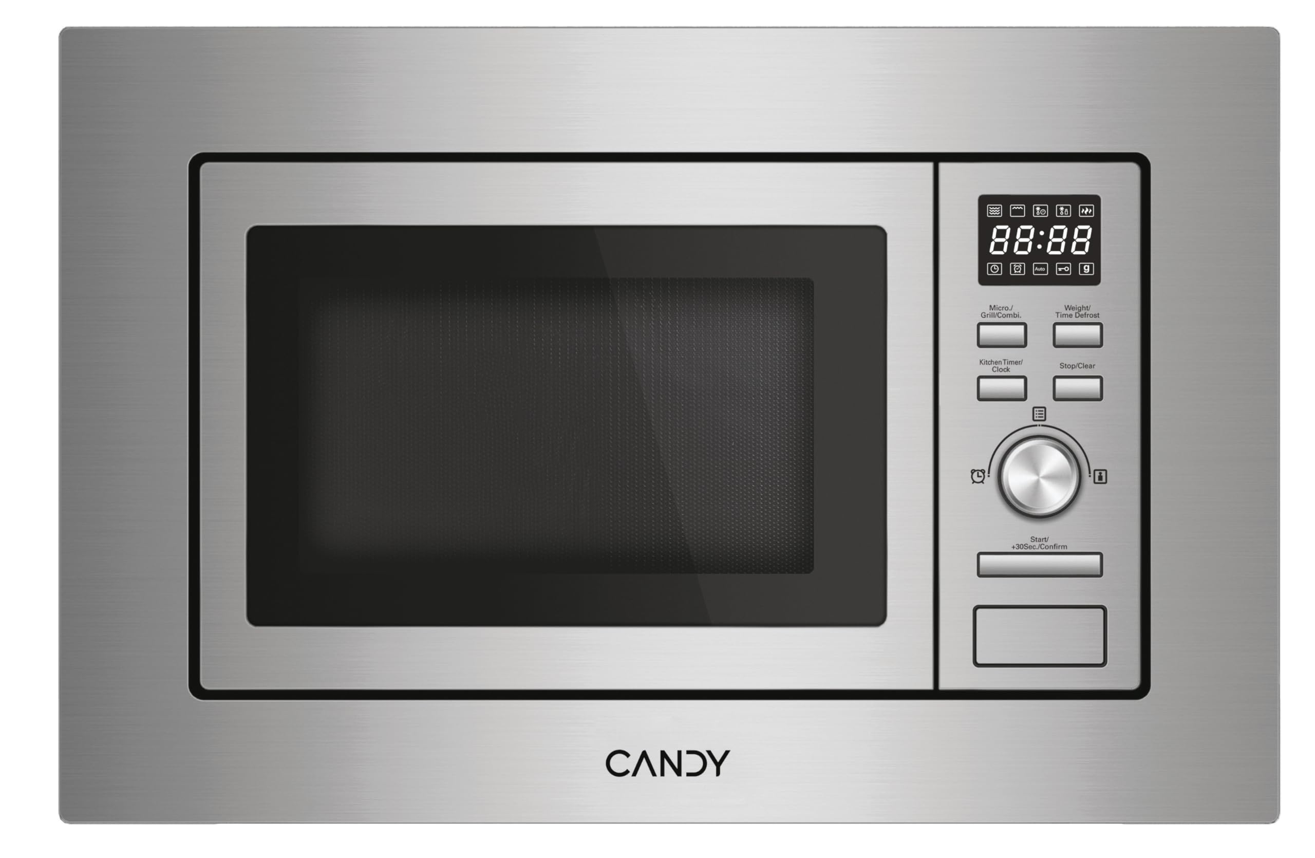 Candy Wave 600 Microonde da Incasso, 20 Litri, 7 programmi, 5 livelli di potenza, Grill, ricette su App hOn AxLxP 38,​2x59,​5x34,​4 cm, Acciaio Inox - CA20FMW7NG
