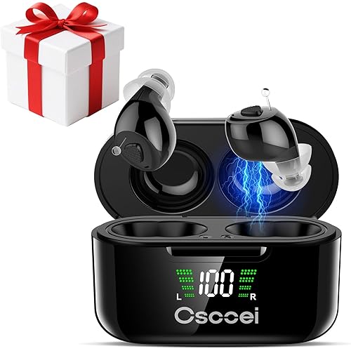 Premium 32-Channel Digital OTC Hearing Aids for Seniors & Adults - Invisible In-Ear Sound Amplifier with Rechargeable Charging Case,Noise Cancelling,Auto On/Off