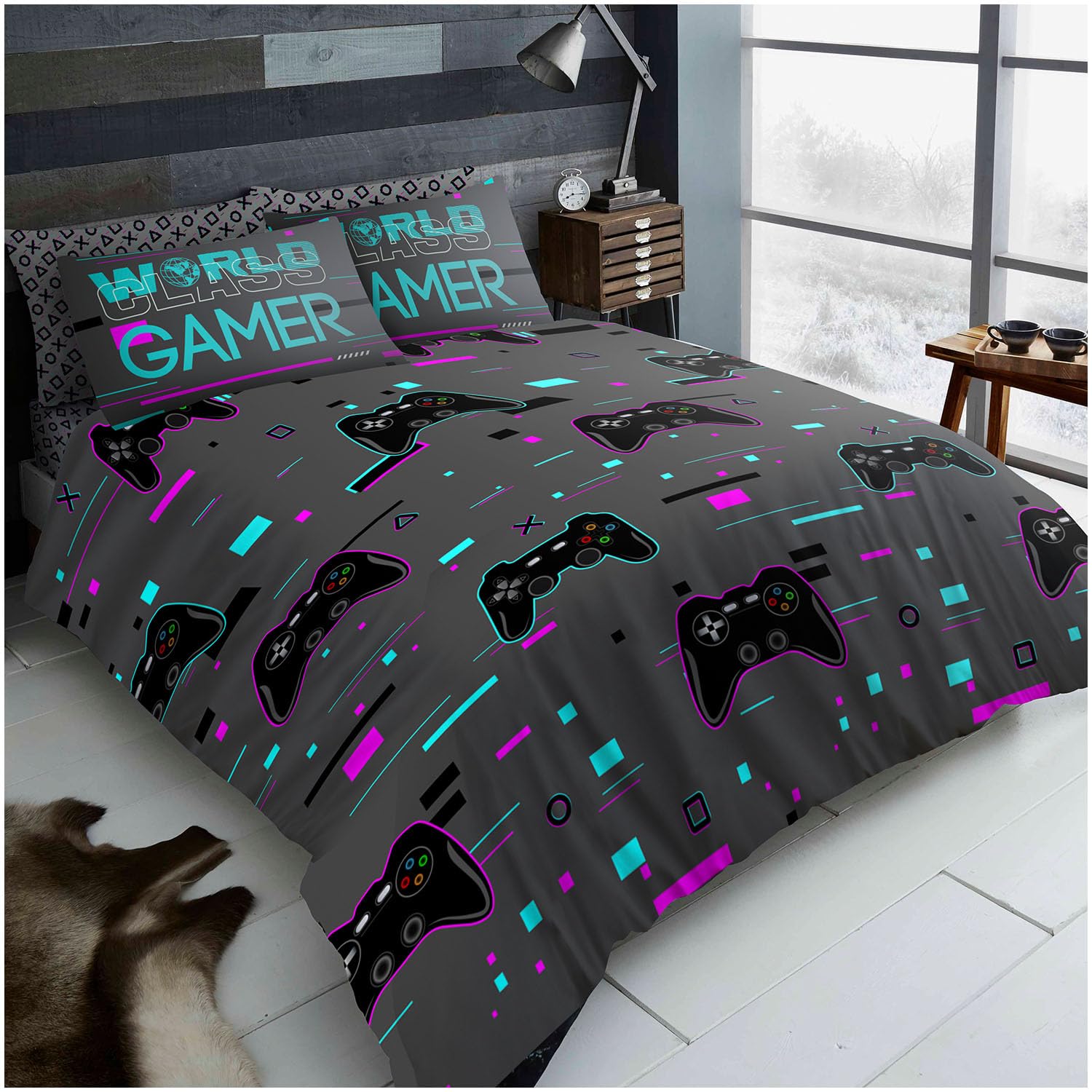 GC GAVENO CAVAILIA Duvet Cover Double with Pillowcases | Breathable Polycotton Comforter Cover with Pillowcases | Reversible Double Bedding Set (200x200 cm) | Washable Bed Set | Charcoal