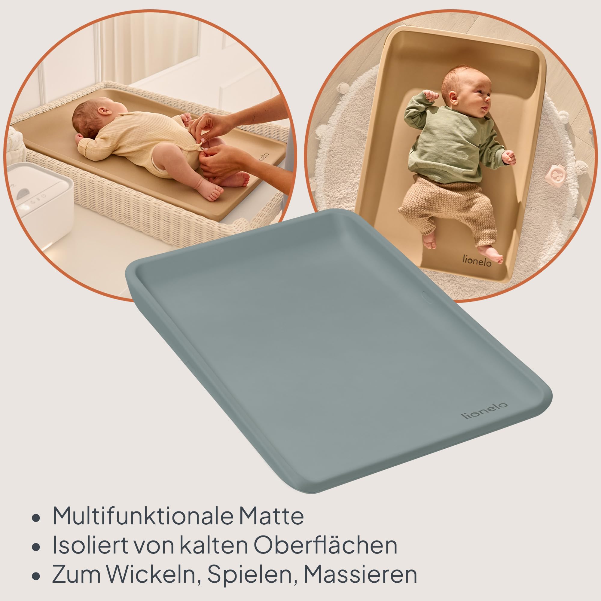 Lionelo Megs Wickelauflage für Wickeltische, wasserdicht, waschbar, multifunktional, weicher PU-Schaum, ca. 50 x 70 cm, sicher, rutschfest, Designer